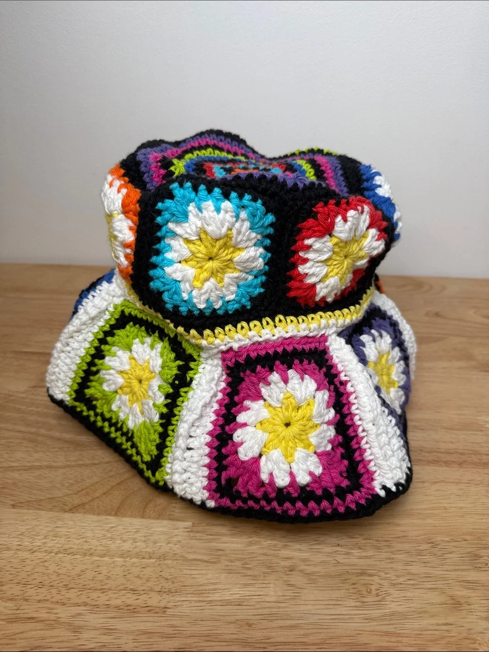 Handmade Crochet Floral Bucket Hat - Multicolor
